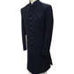 Stunning Navy Blue Self Coloured Embroidery Sherwani with Cream Trousers -  SHU2301 JR0123