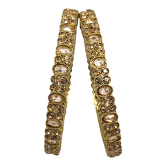 Reverse Stone Antique Gold Finish Bangles (Set of 2) - NBA86Vp 1221