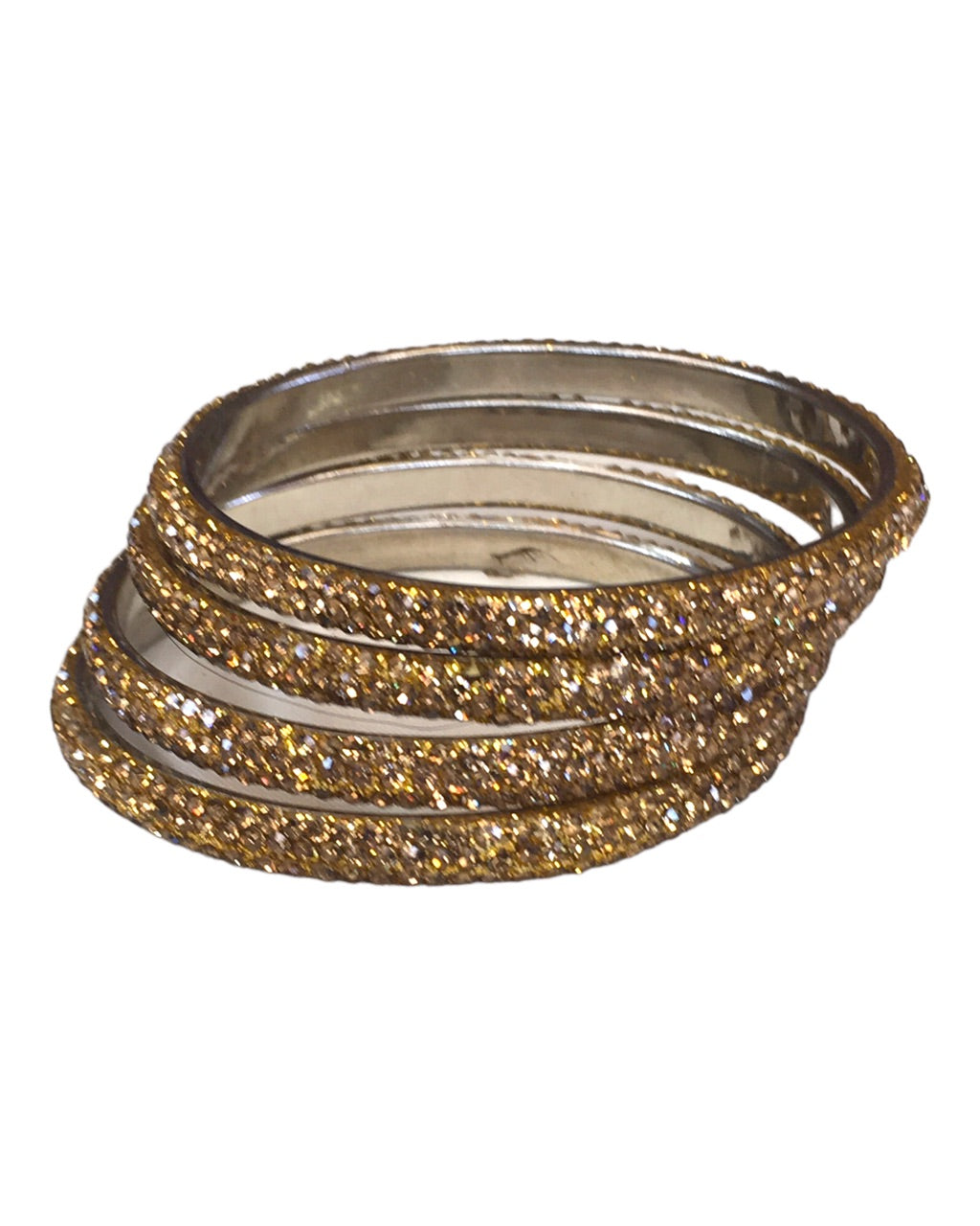 Set of 4 Antique Gold Stone Bangles Set - Bollywood, Weddings 3Line T 1022