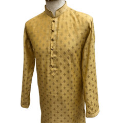 Mens Indian Kurta set in Cream / Gold, for weddings, Bollywood Party ( with Draw stringed trousers) - Innova VY1219 - Prachy Creations