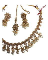 Pearl / Neutral - Medium Size Necklace Set with Earrings - SLV07H 0822