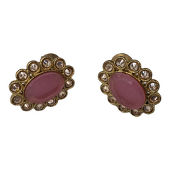 Pink - Antique Gold Finish Choker Necklace set - Sangeet , Mehndi, Weddings - AE2139 C1221