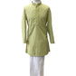 Bollywood / Weddings - Boys Mint Green Pure Cotton Chikan Kurta set - Emperor KP 0822