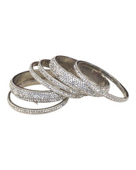 A set of 6 Silver finish Stone Bangles Set - Bollywood, Weddings 7Line R 1022