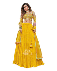 Yellow -  Ready Made Lehnga Set with Long sleeved Blouse - UK Stock - SHV B1104 PT  0223