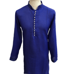 Mens Indian Kurta set in Royal Blue, for weddings, Bollywood Party ( with Draw stringed trousers) - Farishta KP1219 - Prachy Creations