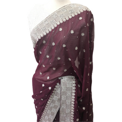 Soft Georgette Saree with Silver Work - Blouse Piece - AISH2104 TP0821