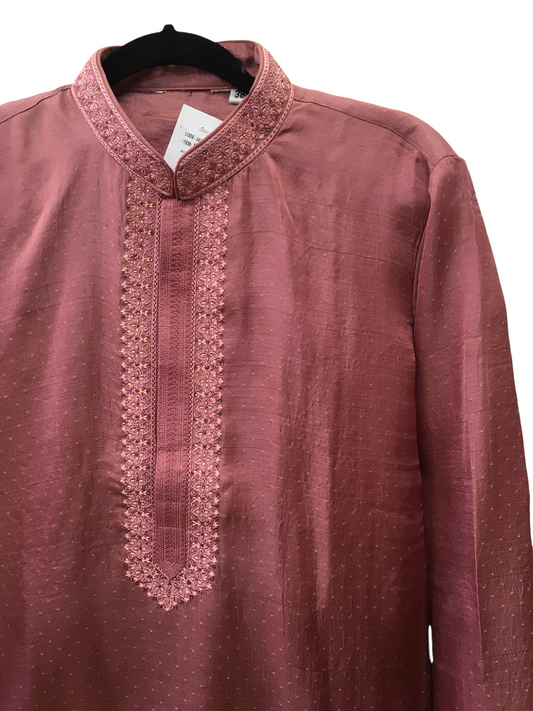 Dusty Pink - Mens Indian Kurta Set - Rich Self brocade Silky  - SEN2208 TA0422