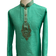Mens Indian Kurta set in Sea Green, for weddings, Bollywood Party ( with Draw stringed trousers) - Innova VV1219 - Prachy Creations
