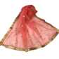 Ladies Net Dupatta with Gold Lace Border - Mix N Match -  HSK2101 Tp0621