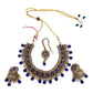 Blue - Medium Size Antique Finish Necklace Set with Earrings - MNA1122 KK 1122