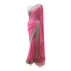Soft Georgette Saree with Silver Work - Blouse Piece - AISH2104 TP0821