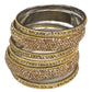 Set of 6 Gold Finish Stone Bangles Set - Bollywood, Weddings 7Line R 1022