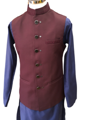 Premium Wine Mens Waistcoat - Self coloured Collar Embroidery - Amazing Fit - DG2201 KP 0422