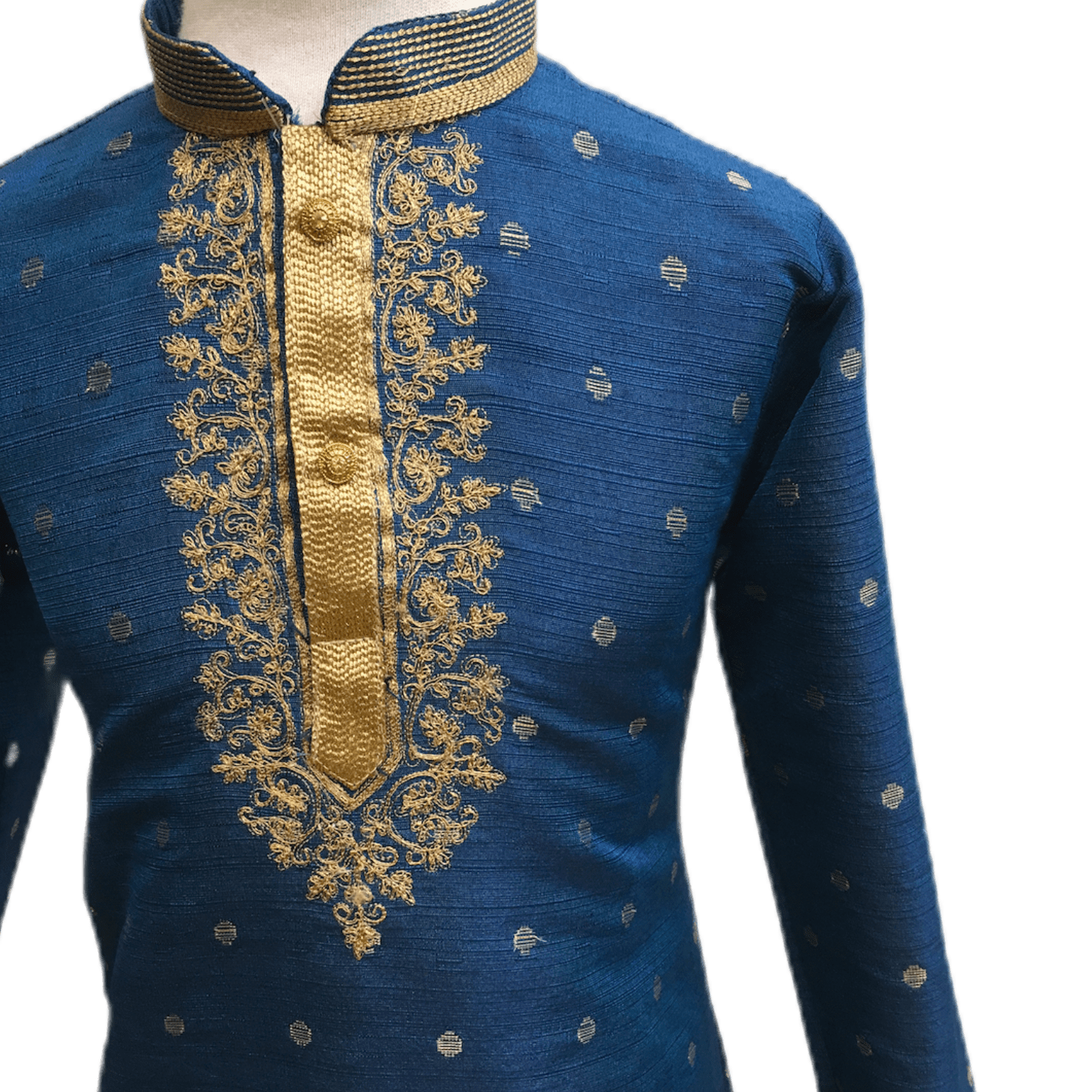 Boys Blue Indian Churidar Set - Handloom Benarasi  -  Bollywood Party Weddings - CKB-VL1914 KT1209 - Prachy Creations