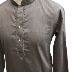 Mens Indian Dhoti Kurta Top in Grey, Thigh Length, for weddings, Bollywood Party  - Chevy Cp1219 - Prachy Creations