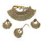 Pearl / Gold - Large Bridal Necklace set with Earrings - KE2301 TP 0323