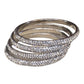 Set of 4 Silver Finish Stone Bangles Set - Bollywood, Weddings 3Line T 1022