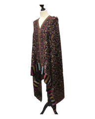 Black - Fine Wool Jamdani Handloom Woven Shawl - NTC2211 VY 1022