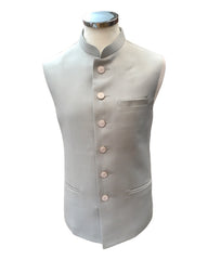 Light Grey - Rich Suiting Material Indian Mens Waistcoat - Bollywood - DM2303 KJ 1222