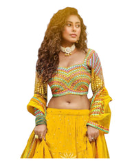 Yellow -  Ready Made Lehnga Set with Long sleeved Blouse - UK Stock - SHV B1104 PT  0223