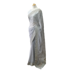 Soft Georgette Saree with Silver Work - Blouse Piece - AISH2104 TP0821
