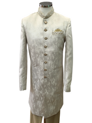 Mens Stunning Self Brocade Cream Gold Sherwani with Trousers -  CS-JP033PY 0322