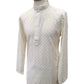 Cream Rich Lucknowi Cotton Mens Kurta Set - UK Stock - 24h Dispatch - MAHARAV VA 0223
