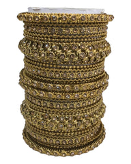 Set of 22 Antique / Gold stone Bangles - Bollywood, Weddings, Fancy Dress D5012 R 1022