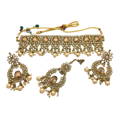 Neutral Gold Ladies Choker Necklace set - Bollywood - Weddings - MAN764KJ 0921
