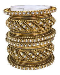 Set of 18 Antique Gold Finish Bangles Set - Bollywood, Weddings D5017 P 1022