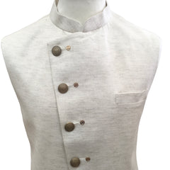 Cream / Beige - Premium Linen Mens Waistcoat - Amazing Fit - DG2206 KJ 0522
