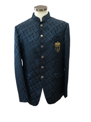 Mens Teal Blue Self Brocade BandhGala / Prince / Chinese Collar Jacket - Fantastic Fit - CS-BG3398 JP 0322