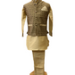 Bollywood / Indian weddings - Boys Antique Gold Brocade Waistcoat and Gold Kurta set - KCS2212KY 0322
