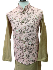 Pink - Banarasi Pure Brocade Mens Waistcoat - Bollywood - KCS2226 KA 0722