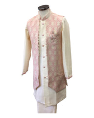 Pink - Long Waistcoat Mens Kurta Set - UK Stock - 24h Dispatch - SANMAN JY 0223