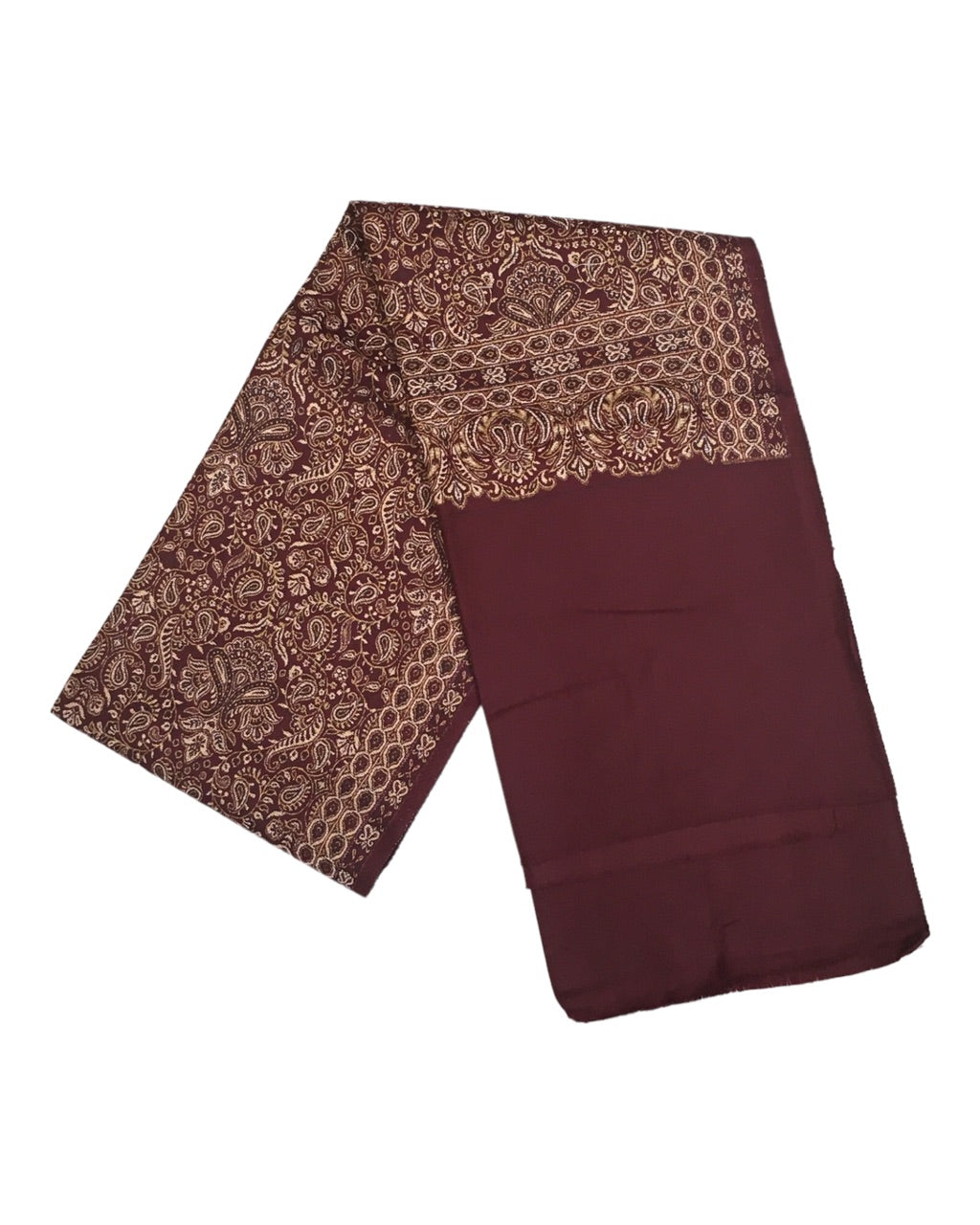 Maroon - Art Wool Handloom Woven Shawl - NTC2202 KY 1022