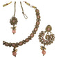 Peach Stones - Small Size Antique Finish Necklace Set with Earrings - DAJ220 A 1122