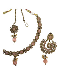 Peach Stones - Small Size Antique Finish Necklace Set with Earrings - DAJ220 A 1122
