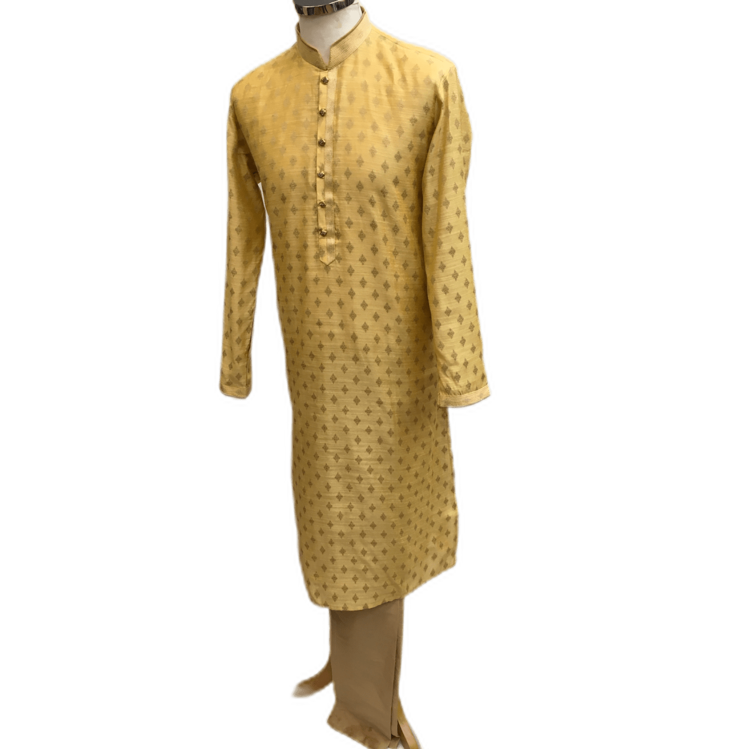 Mens Indian Kurta set in Cream / Gold, for weddings, Bollywood Party ( with Draw stringed trousers) - Innova VY1219 - Prachy Creations