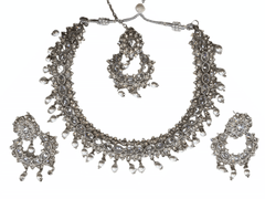 Reverse Stone Indian Fashion Jewellery set - with necklace, earrings and Tika MY8826 KP0719 - Prachy Creations