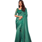 Designer Turquoise Green Saree with Embroidered Contrast  Ready Blouse - ANM3114 TC0122