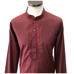 Maroon Cotton Silky Mens Kurta Set - Sangeet Mehendi Haldi KCS1001KY 0921