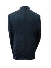 Mens Teal Blue Self Brocade BandhGala / Prince / Chinese Collar Jacket - Fantastic Fit - CS-BG3398 JP 0322