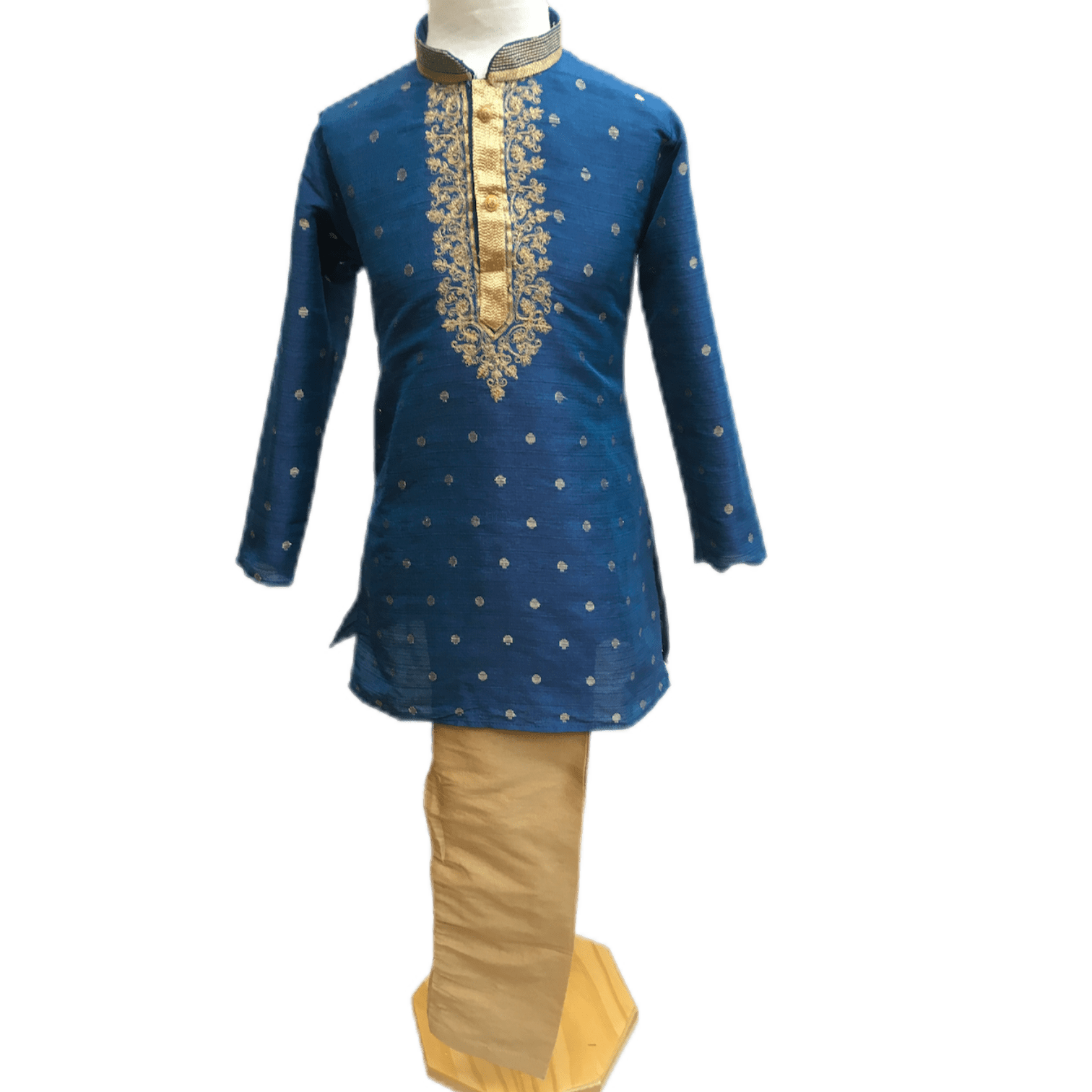 Boys Blue Indian Churidar Set - Handloom Benarasi  -  Bollywood Party Weddings - CKB-VL1914 KT1209 - Prachy Creations