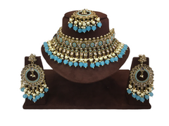 Light Sky Blue Large Choker Necklace set with matching Earrings - SMA2111KC 1021