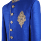 Mens Raw Silk Royal Blue Brocade Sherwani - VL1907 AA1119 - Prachy Creations