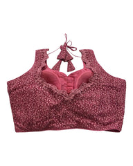 Dark Pink  - Fully Embroidered Saree / Lehnga blouse - With Cups - Margin to loosen - UK Stock - AF2216 KK 0822