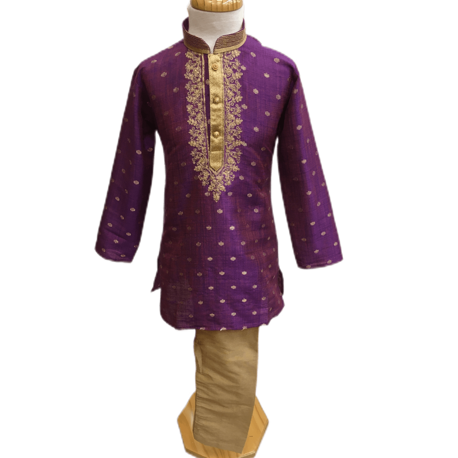 Boys Purple Indian Churidar Set - Handloom Benarasi  -  Bollywood Party Weddings - CKB-VL1913 KT1209 - Prachy Creations