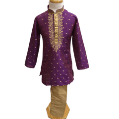 Boys Purple Indian Churidar Set - Handloom Benarasi  -  Bollywood Party Weddings - CKB-VL1913 KT1209 - Prachy Creations